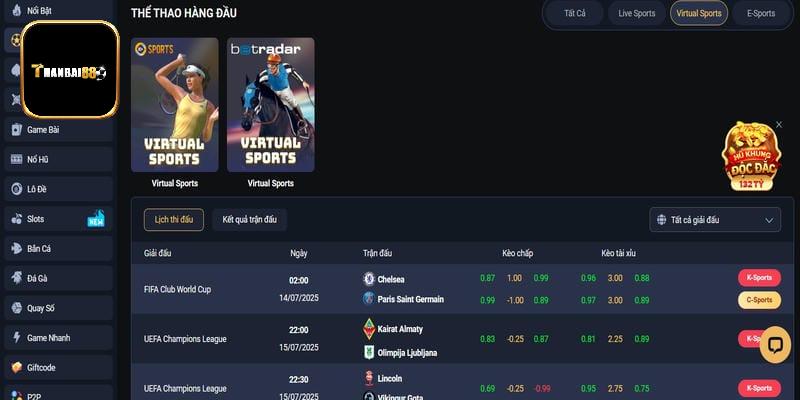 Cá cược thể thao điện tử diễn ra một cách sôi động mãn nhãn tại Thanbai88